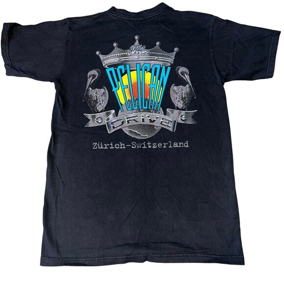 Vintage Harley Davidson Y2K 2000 Pelican Drive Zurich Switzerland graphic Tee M - Picture 1 of 5